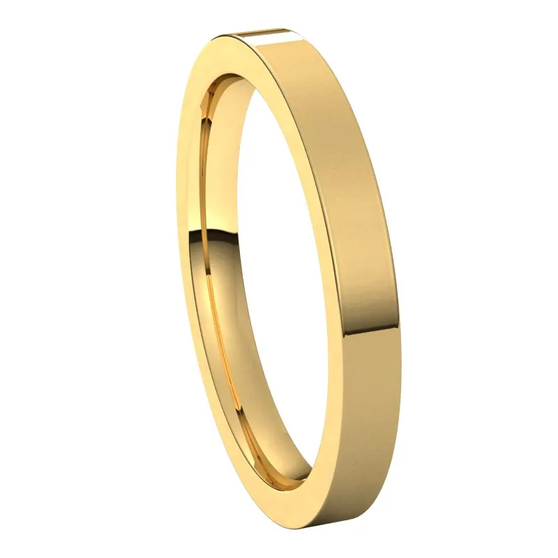 10K Yellow Gold 2.5 mm flat comfort fit Wedding Band