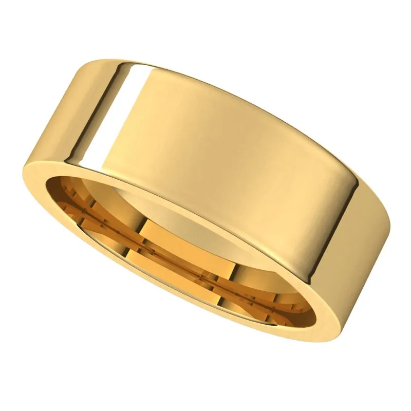 10K Yellow Gold 7 mm flat comfort fit Wedding Band