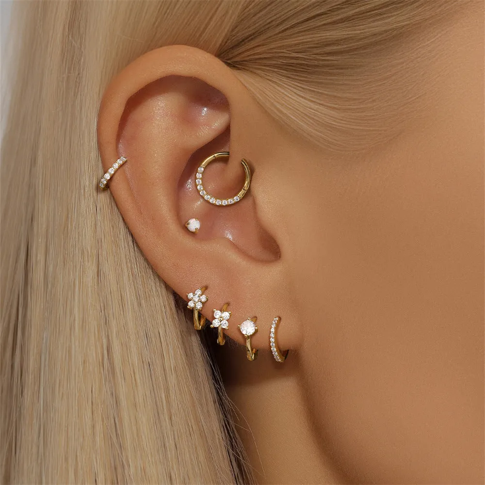 14k Gold Single Opal Gold Flat Back Earrings