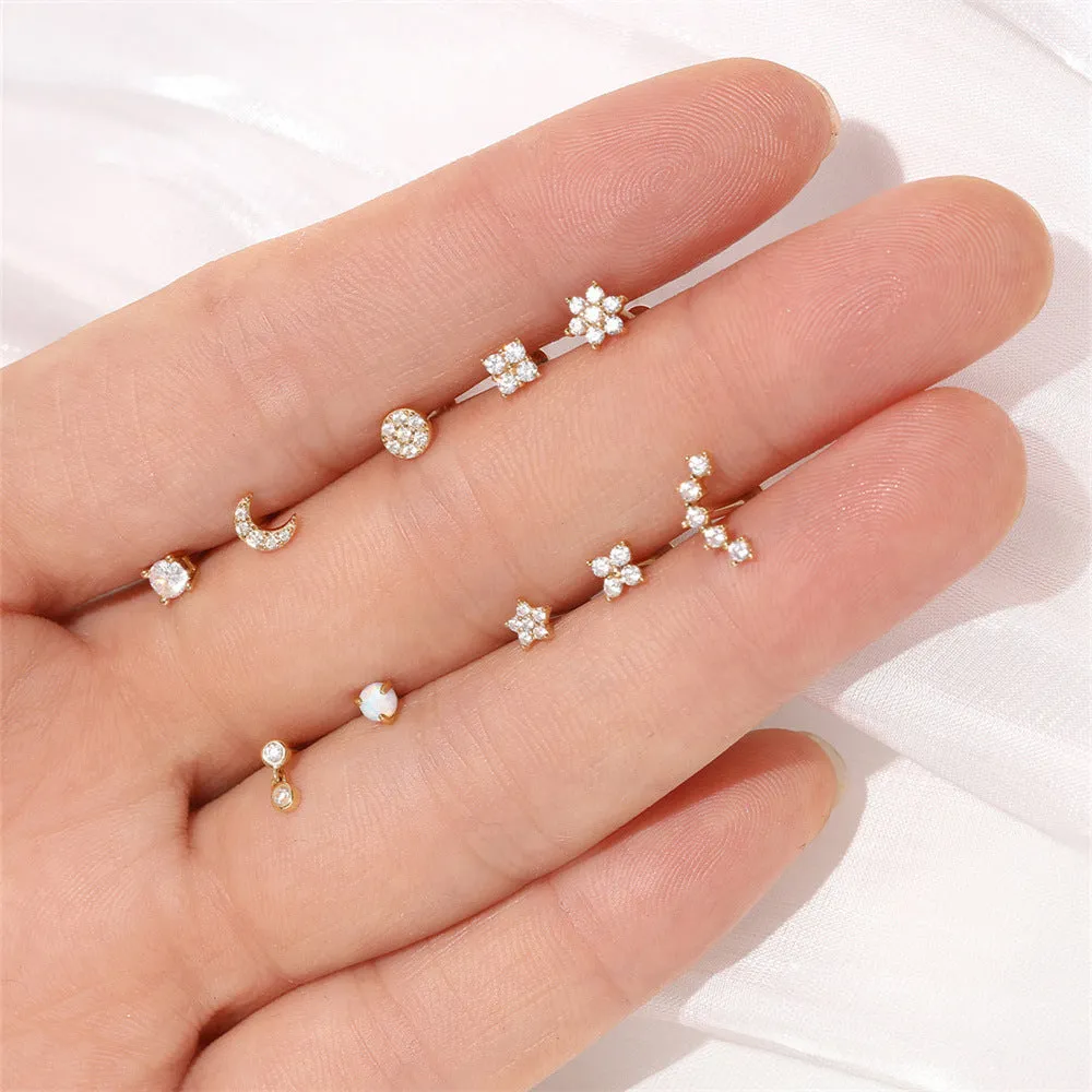 14k Gold Single Opal Gold Flat Back Earrings