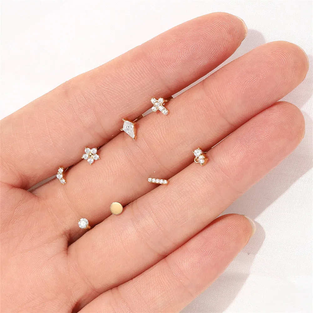 14k Gold Vertical Street Light Gold Flat Back Earrings