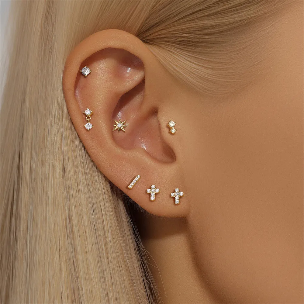 14k Gold Vertical Street Light Gold Flat Back Earrings
