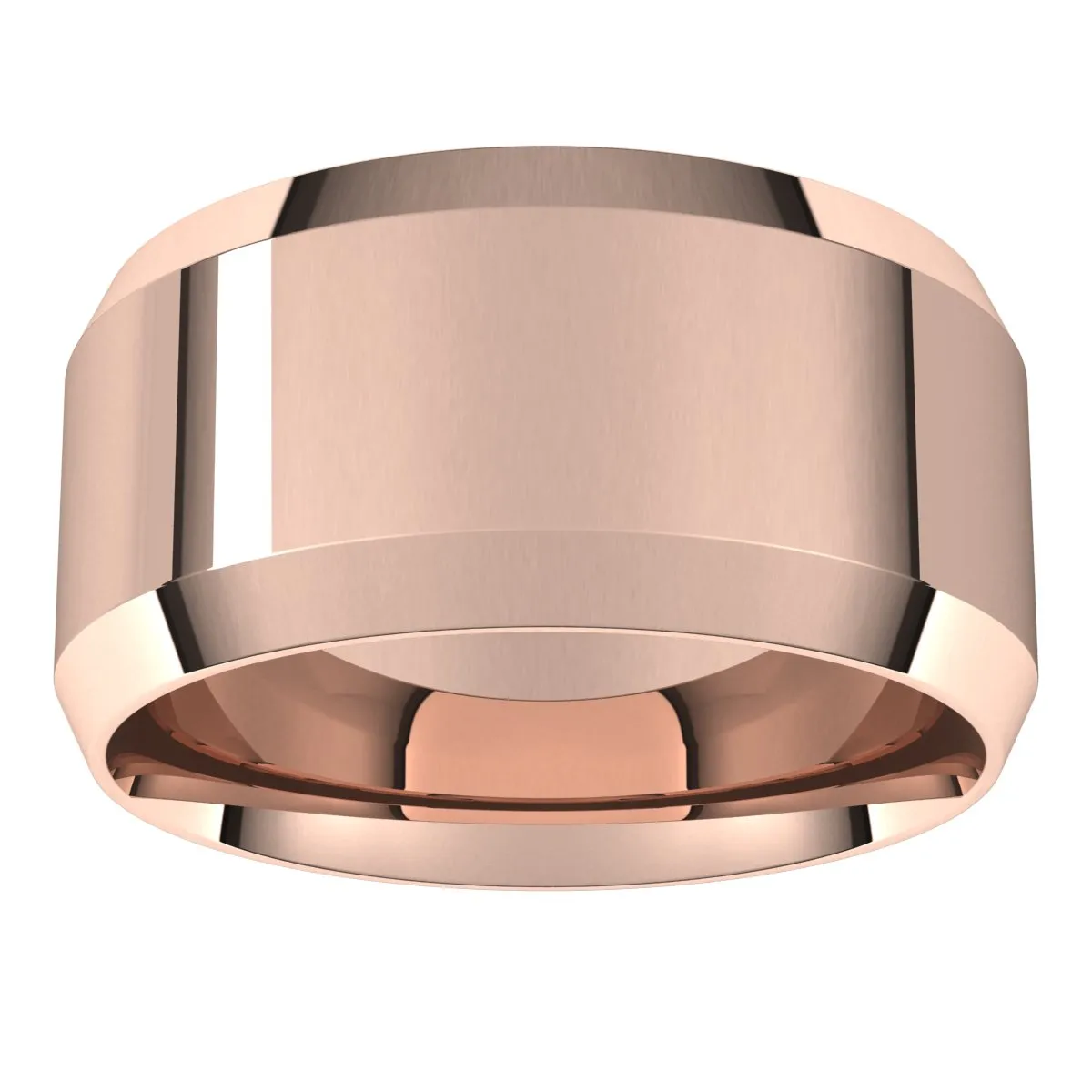 14K Rose 10 mm Beveled Edge Comfort Fit Light Band