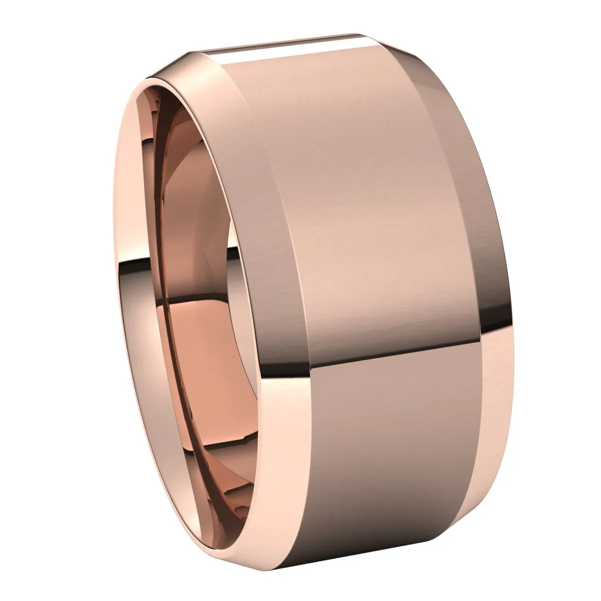 14K Rose 10 mm Beveled Edge Comfort Fit Light Band