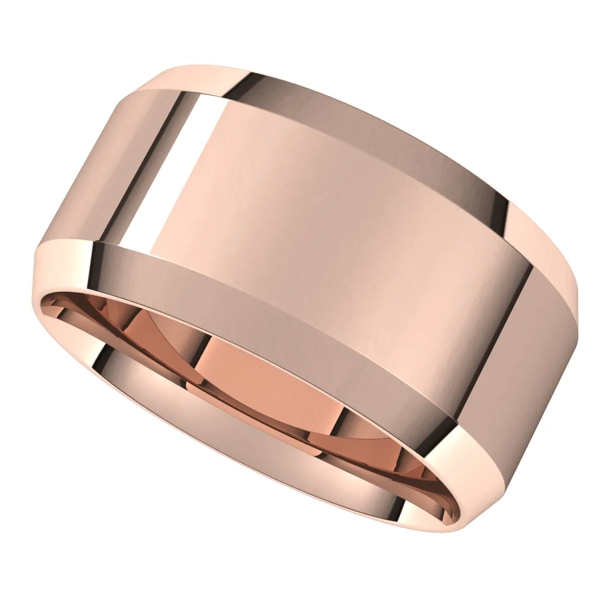 14K Rose 10 mm Beveled Edge Comfort Fit Light Band