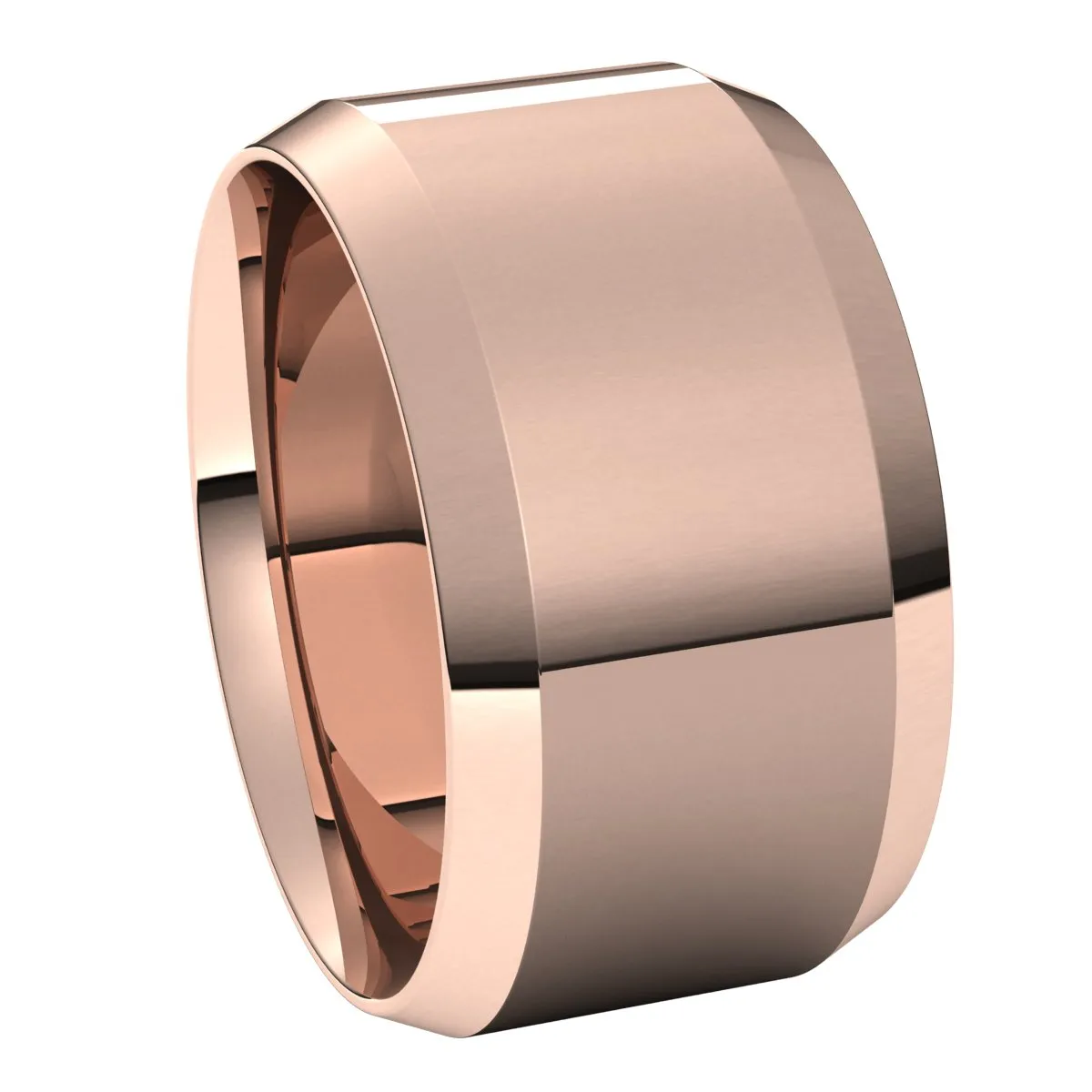 14K Rose 11 mm Beveled Edge Comfort Fit Light Band