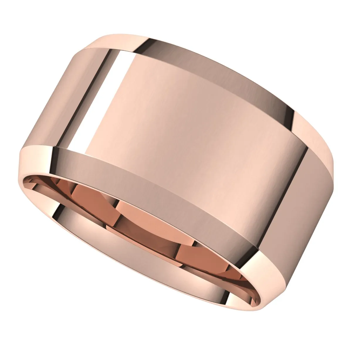 14K Rose 11 mm Beveled Edge Comfort Fit Light Band