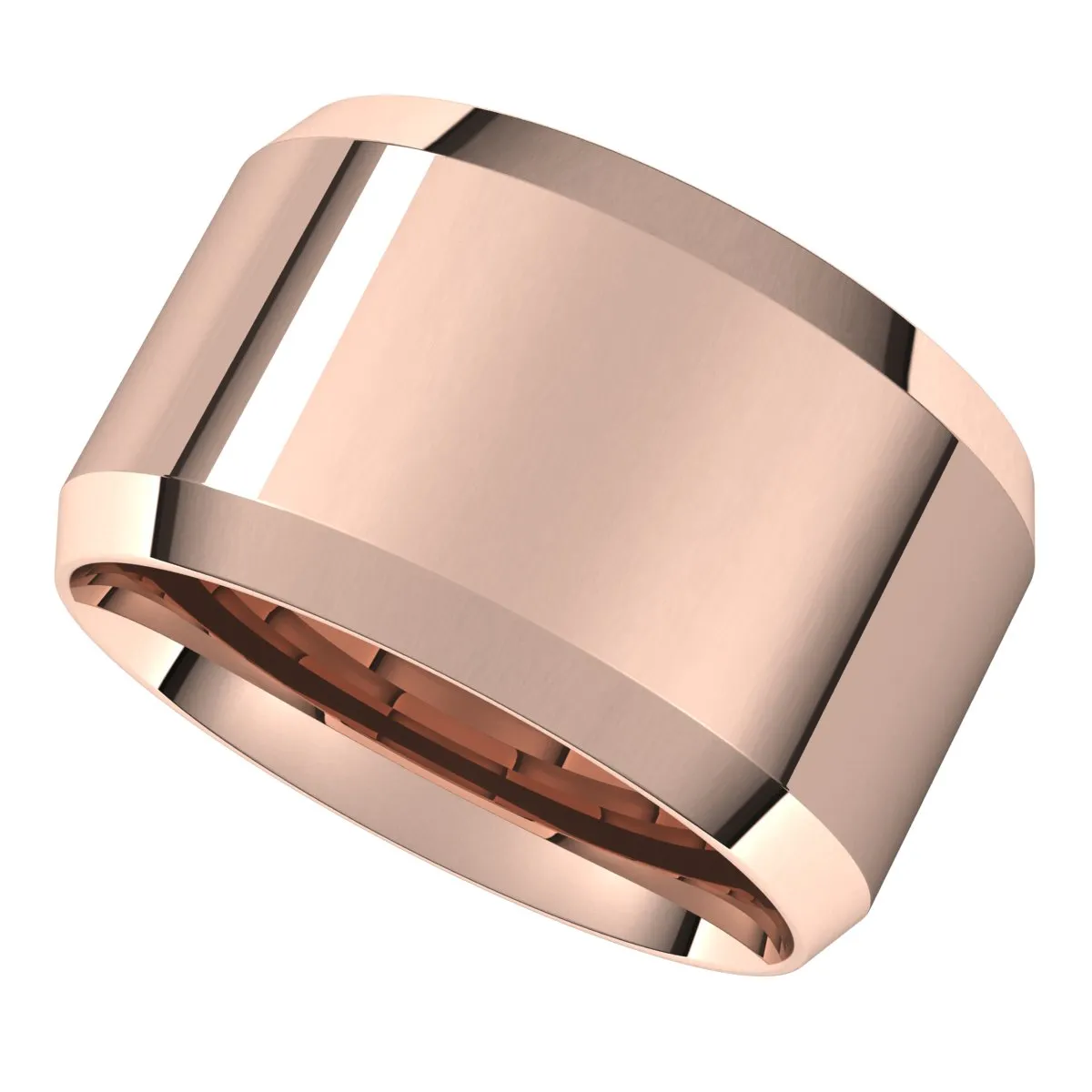 14K Rose 12 mm Beveled Edge Comfort Fit Light Band