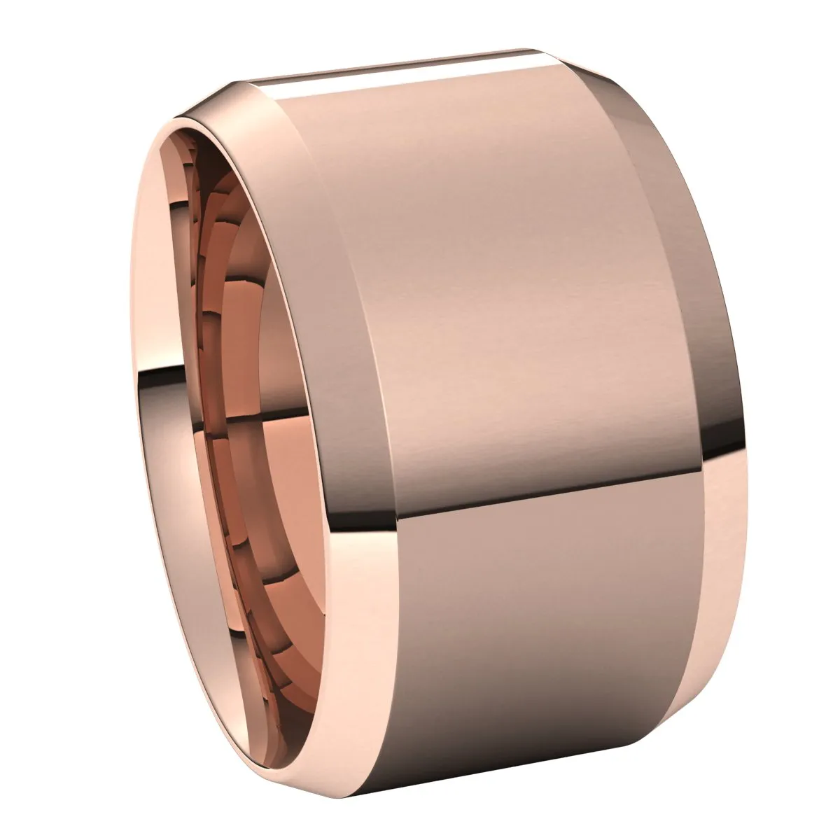 14K Rose 12 mm Beveled Edge Comfort Fit Light Band