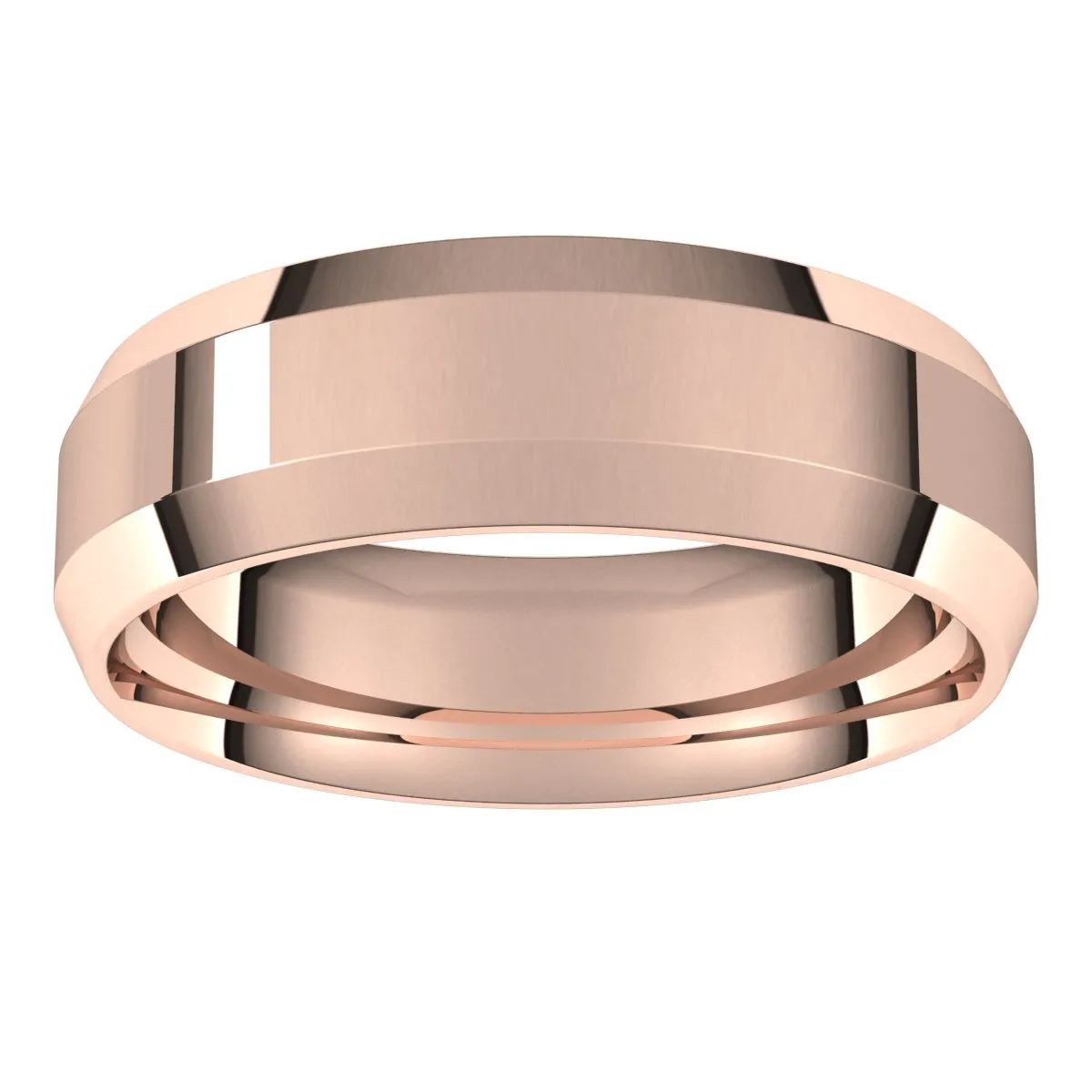 14K Rose 6 mm Beveled Edge Comfort Fit Light Band