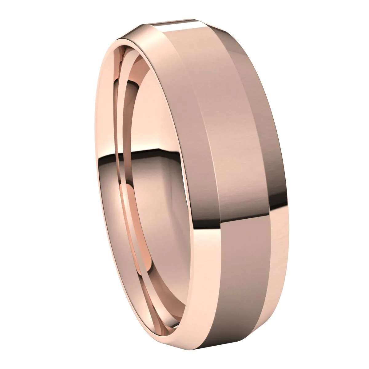 14K Rose 6 mm Beveled Edge Comfort Fit Light Band