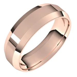 14K Rose 6 mm Beveled Edge Comfort Fit Light Band
