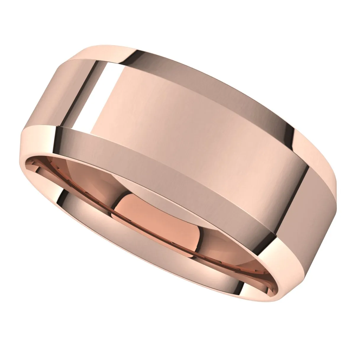 14K Rose 8 mm Beveled Edge Comfort Fit Light Band