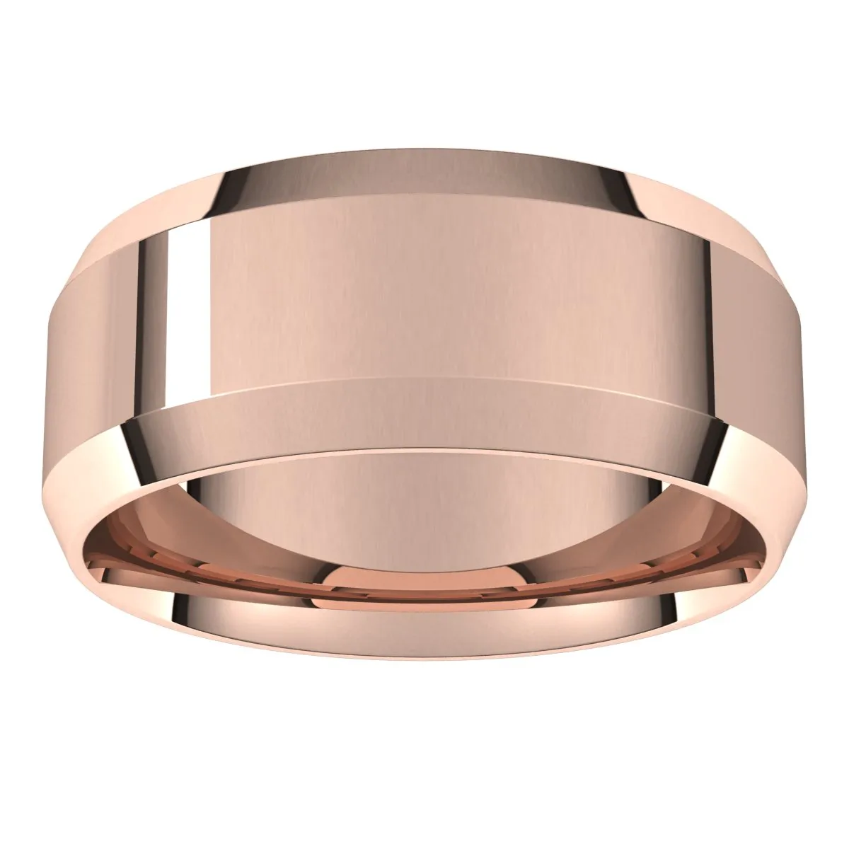 14K Rose 8 mm Beveled Edge Comfort Fit Light Band