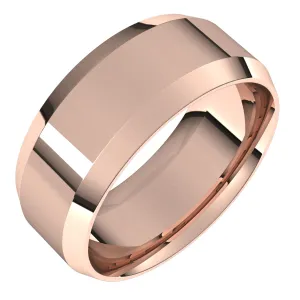 14K Rose 8 mm Beveled Edge Comfort Fit Light Band