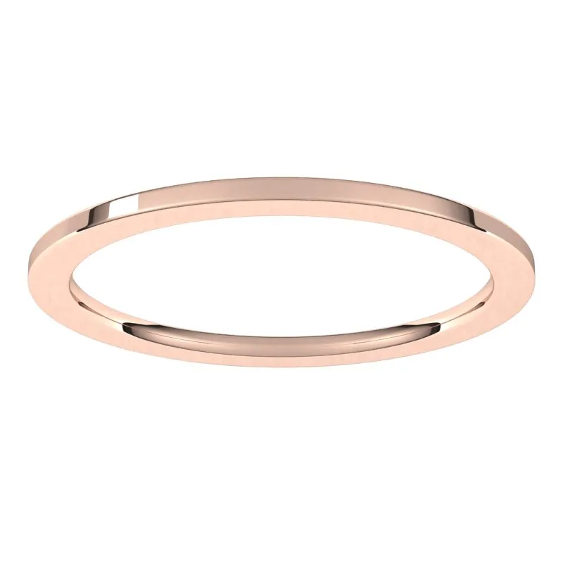 14K Rose Gold 1 mm flat comfort fit Wedding Band