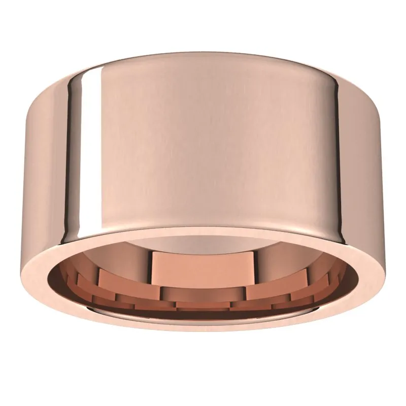 14K Rose Gold 10 mm flat comfort fit Wedding Band