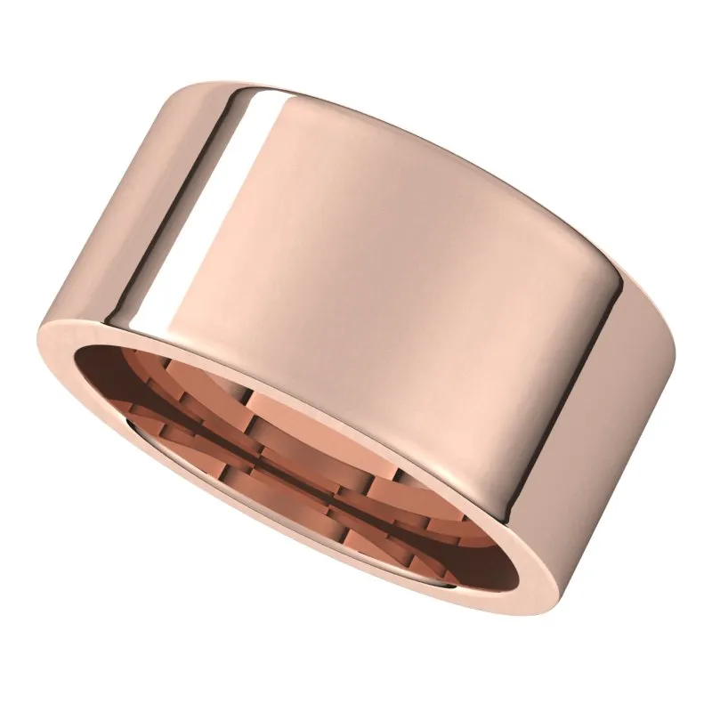 14K Rose Gold 10 mm flat comfort fit Wedding Band