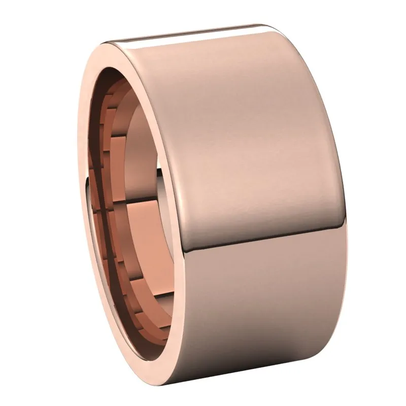 14K Rose Gold 10 mm flat comfort fit Wedding Band