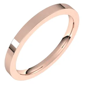 14K Rose Gold 2 mm flat comfort fit Wedding Band
