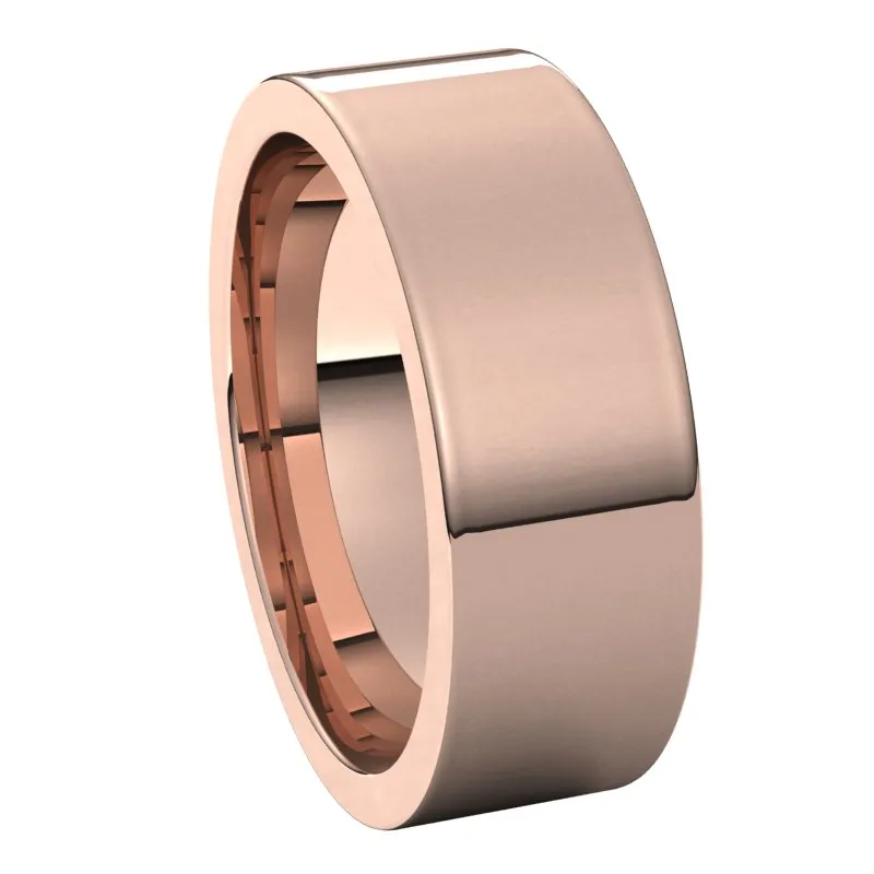 14K Rose Gold 7 mm flat comfort fit Wedding Band