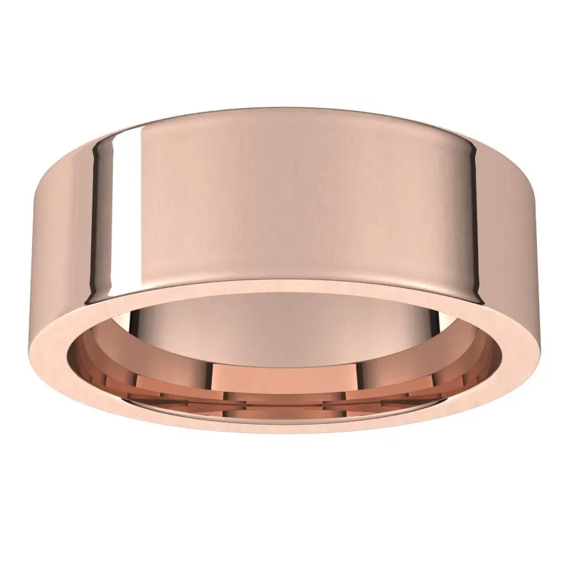 14K Rose Gold 7 mm flat comfort fit Wedding Band