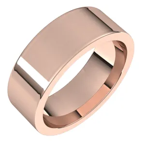 14K Rose Gold 7 mm flat comfort fit Wedding Band