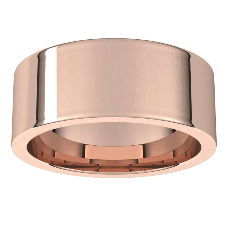 14K Rose Gold 8 mm flat comfort fit Wedding Band