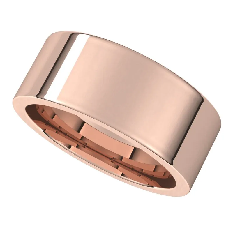 14K Rose Gold 8 mm flat comfort fit Wedding Band