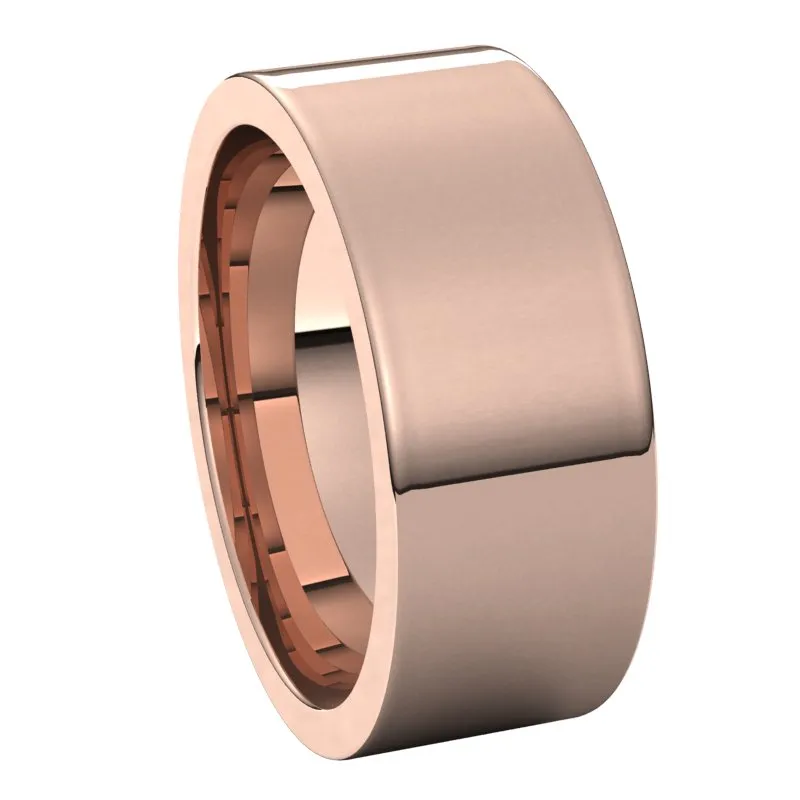14K Rose Gold 8 mm flat comfort fit Wedding Band