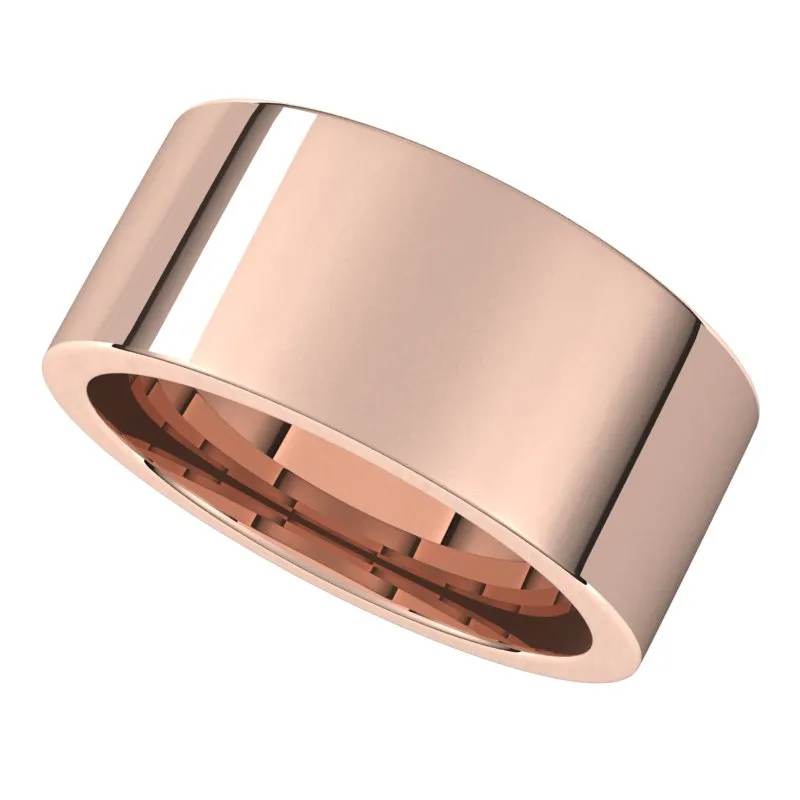 14K Rose Gold 9 mm flat comfort fit Wedding Band