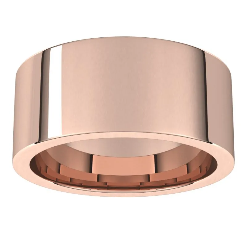 14K Rose Gold 9 mm flat comfort fit Wedding Band