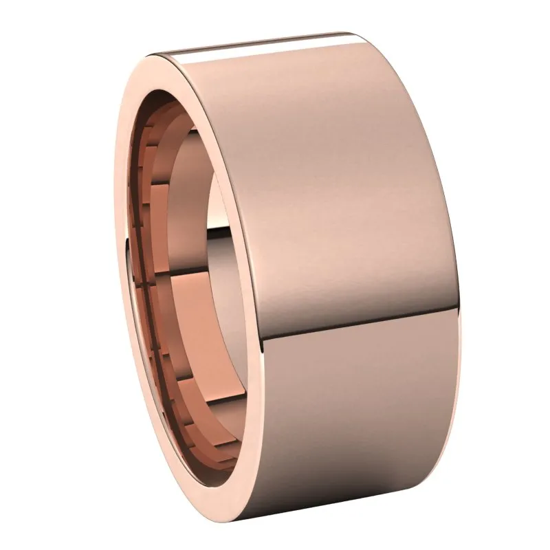 14K Rose Gold 9 mm flat comfort fit Wedding Band