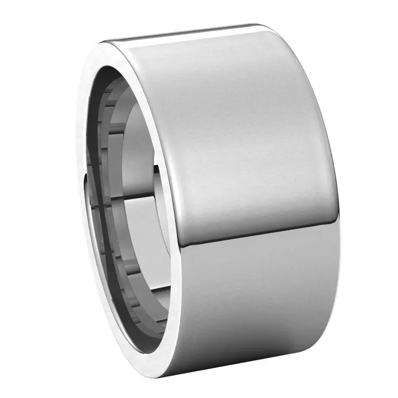 14K White Gold 10 mm flat comfort fit Wedding Band