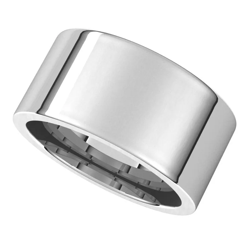 14K White Gold 10 mm flat comfort fit Wedding Band
