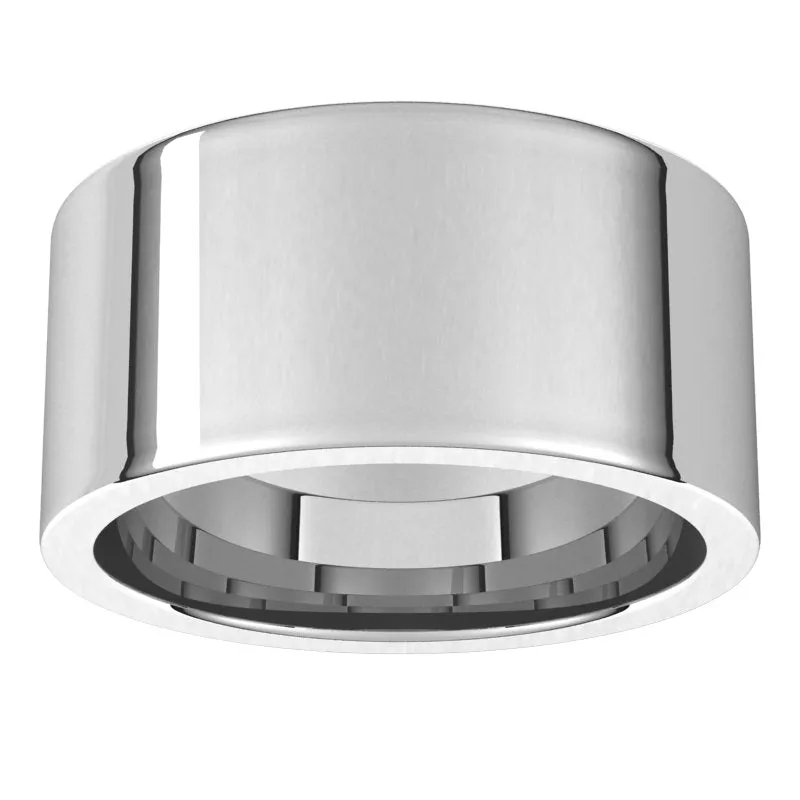 14K White Gold 10 mm flat comfort fit Wedding Band