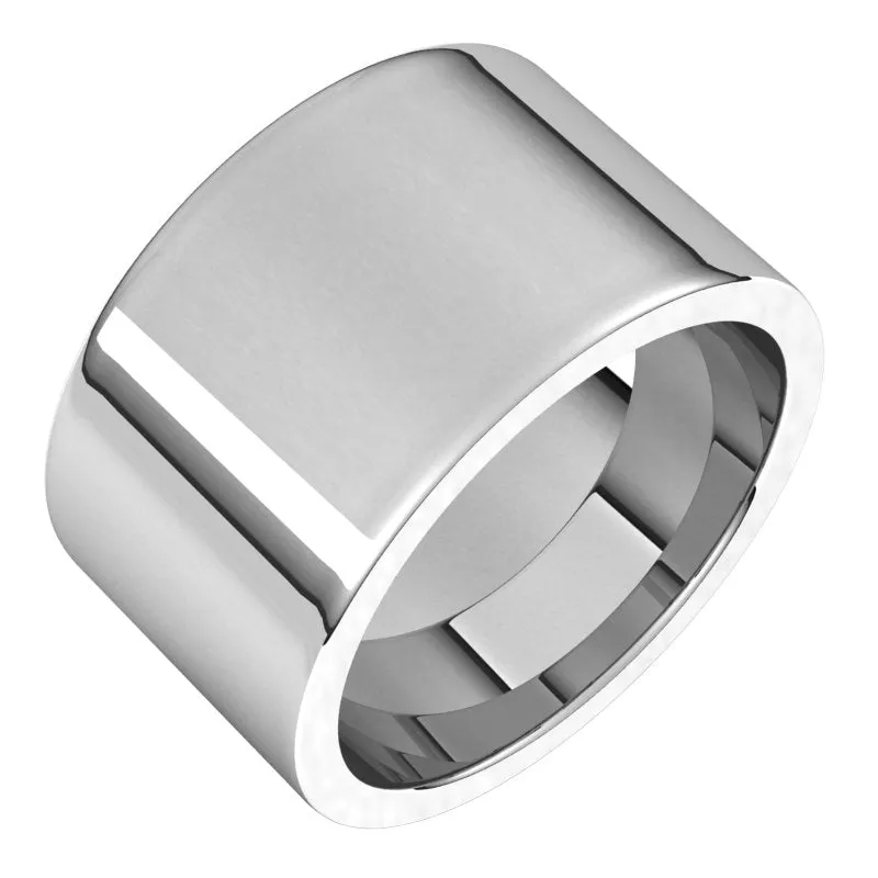 14K White Gold 12 mm flat comfort fit Wedding Band