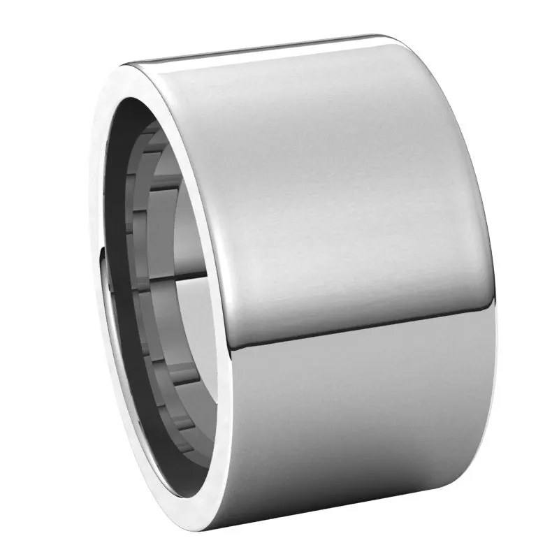 14K White Gold 12 mm flat comfort fit Wedding Band