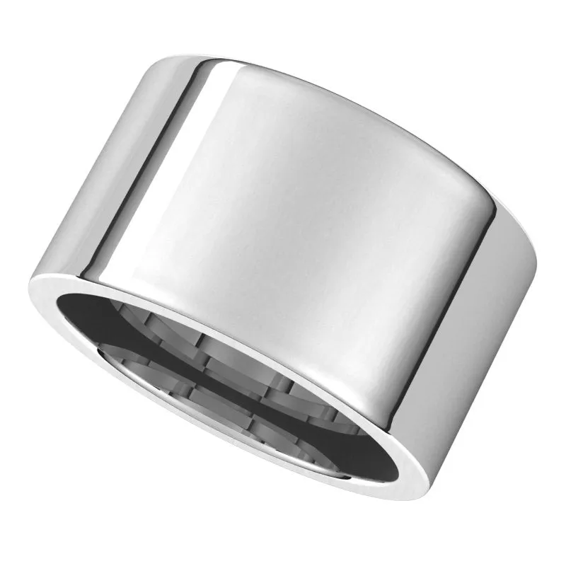 14K White Gold 12 mm flat comfort fit Wedding Band