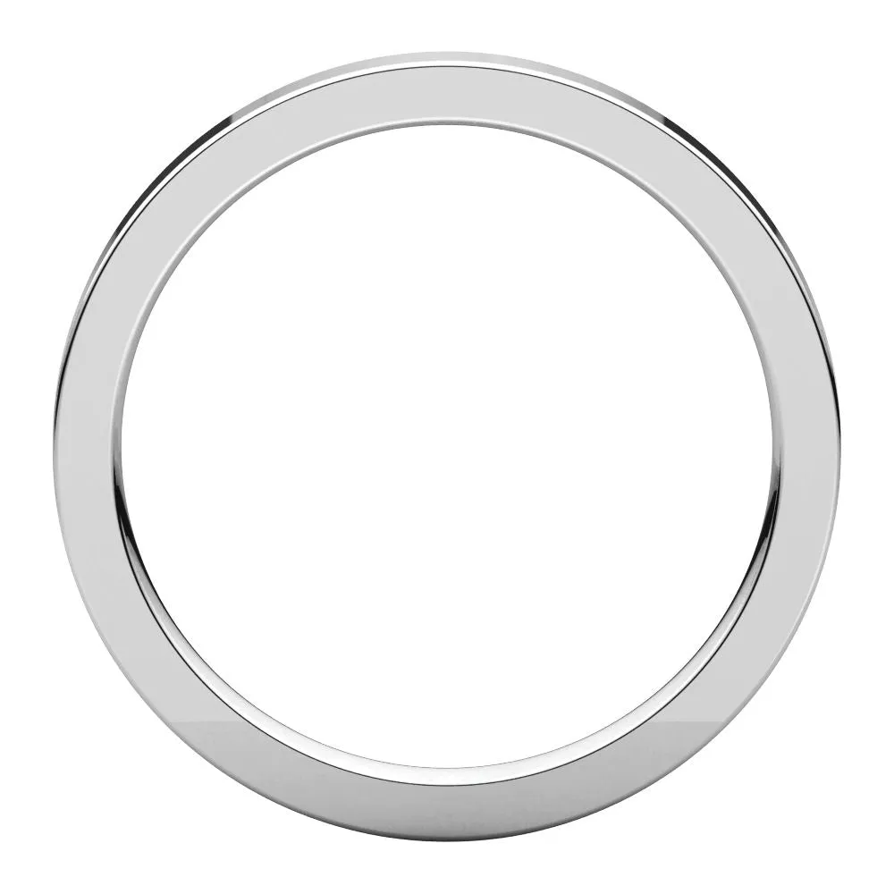 14k White Gold 2mm Flat Comfort Fit Band, Size 6.5