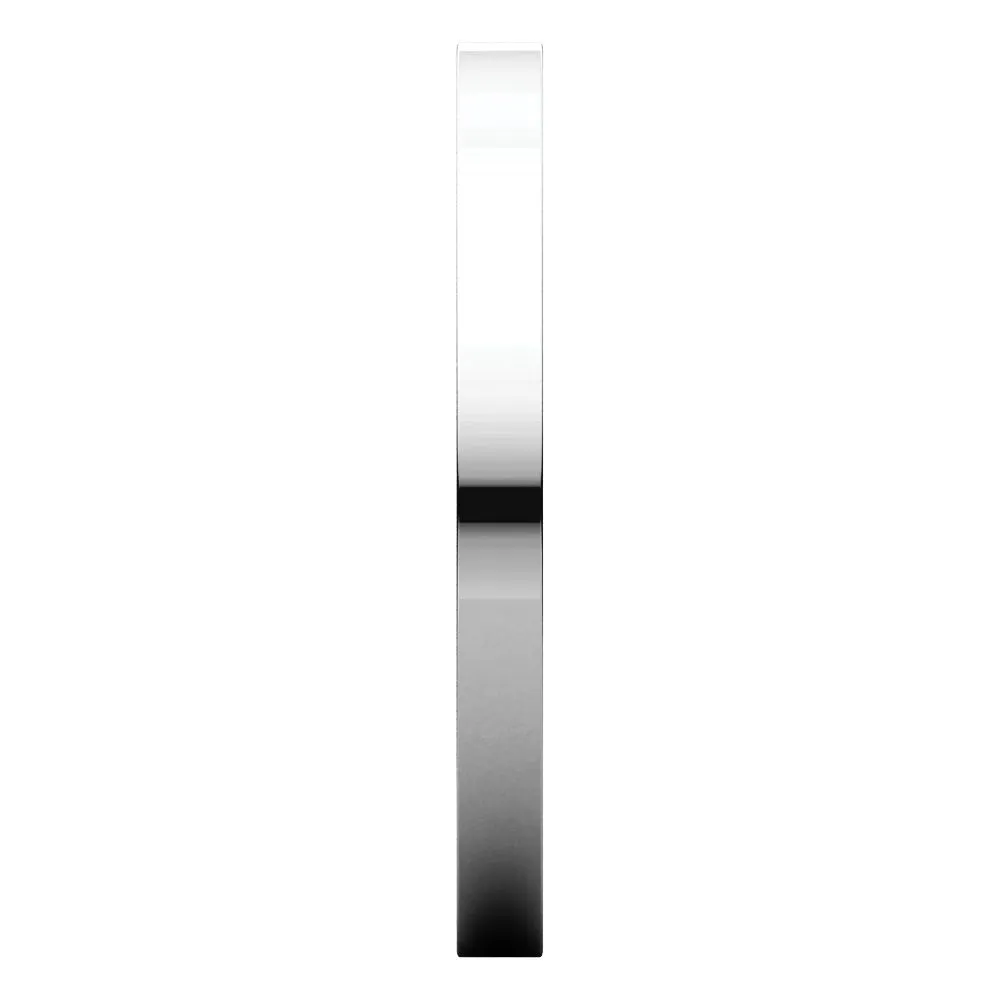 14k White Gold 2mm Flat Comfort Fit Band, Size 6.5