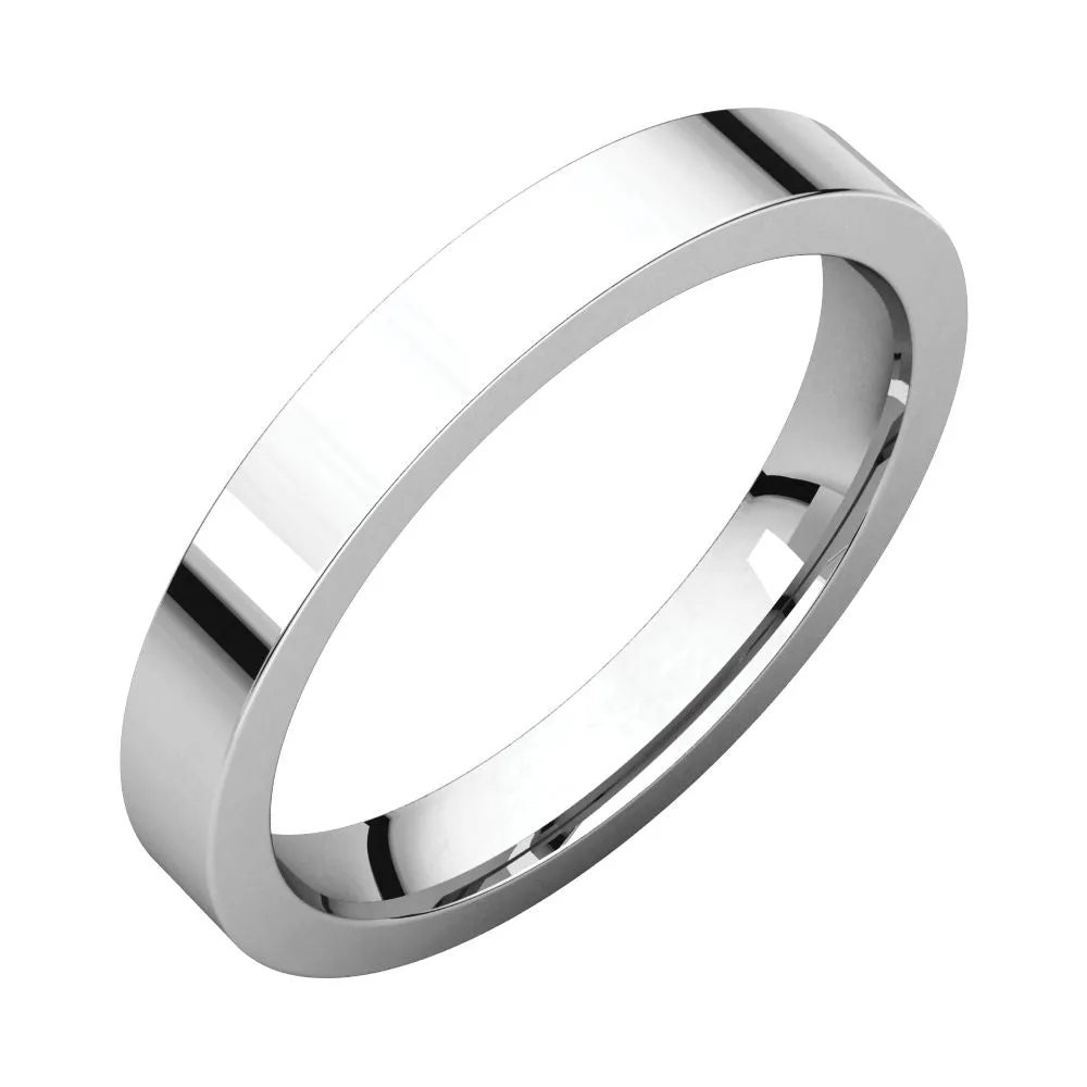 14k White Gold 3mm Flat Comfort Fit Band, Size 4.5