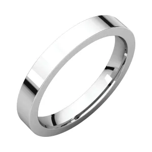 14k White Gold 3mm Flat Comfort Fit Band, Size 6