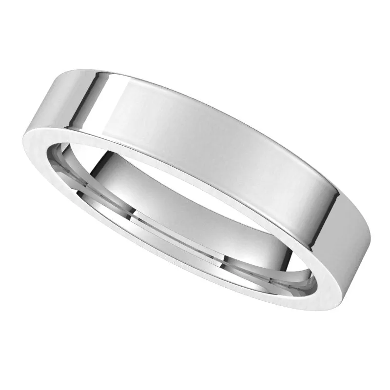 14K White Gold 4 mm flat comfort fit Wedding Band