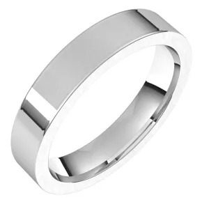 14K White Gold 4 mm flat comfort fit Wedding Band