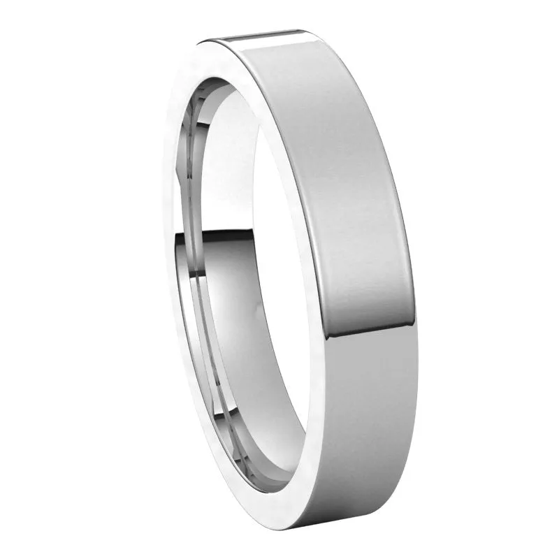 14K White Gold 4 mm flat comfort fit Wedding Band