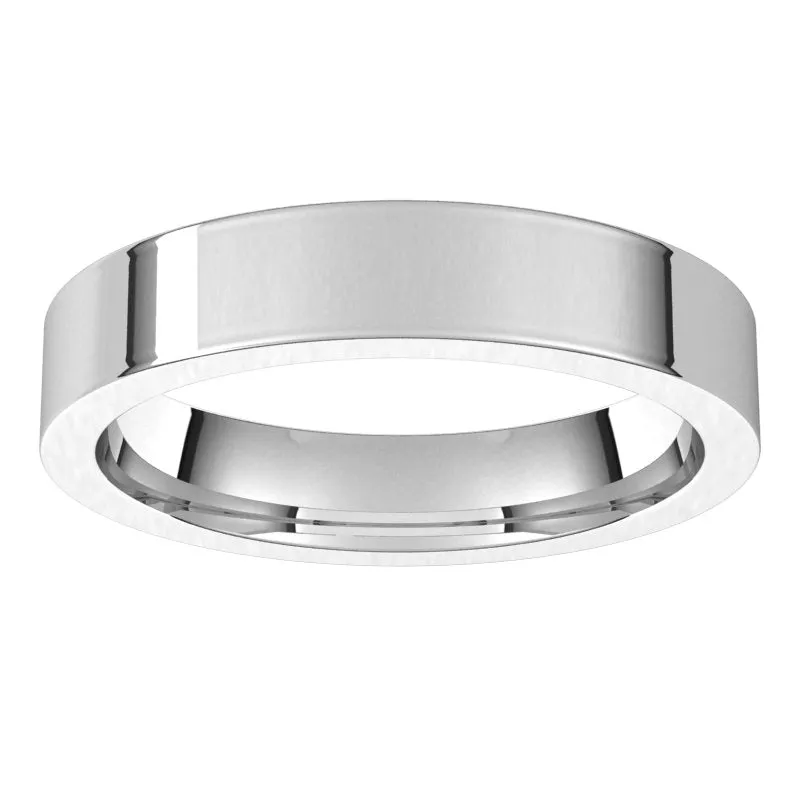 14K White Gold 4 mm flat comfort fit Wedding Band