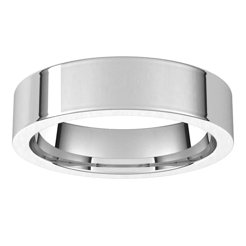 14K White Gold 5 mm flat comfort fit Wedding Band
