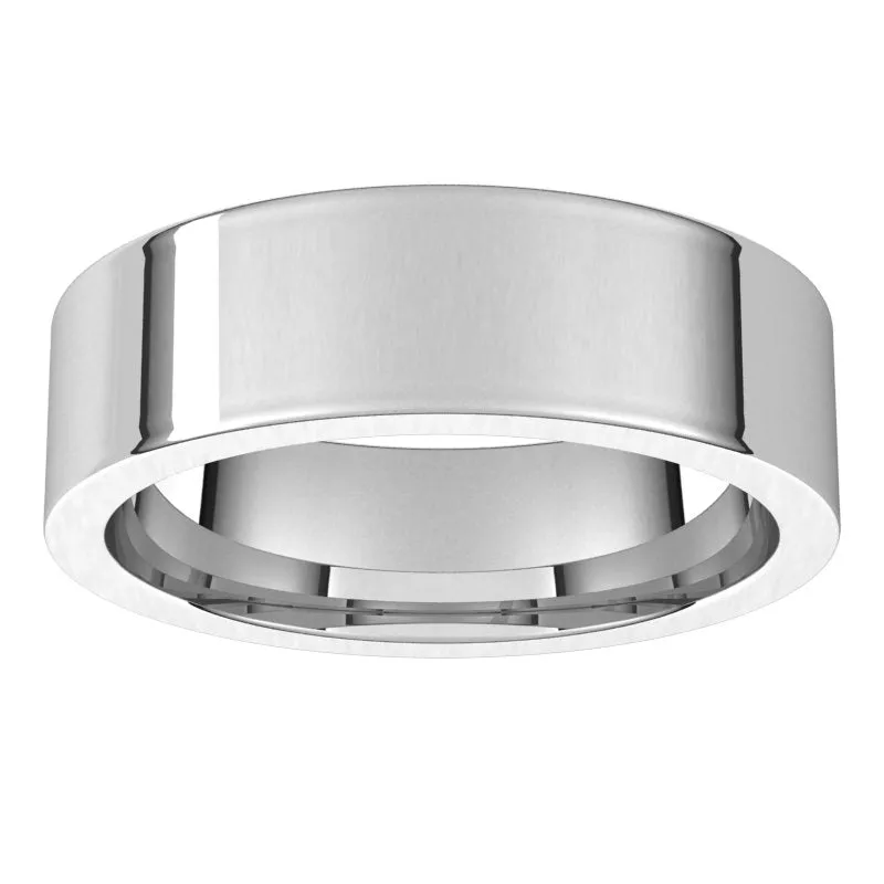 14K White Gold 6 mm flat comfort fit Wedding Band