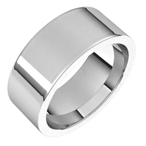 14K White Gold 8 mm flat comfort fit Wedding Band